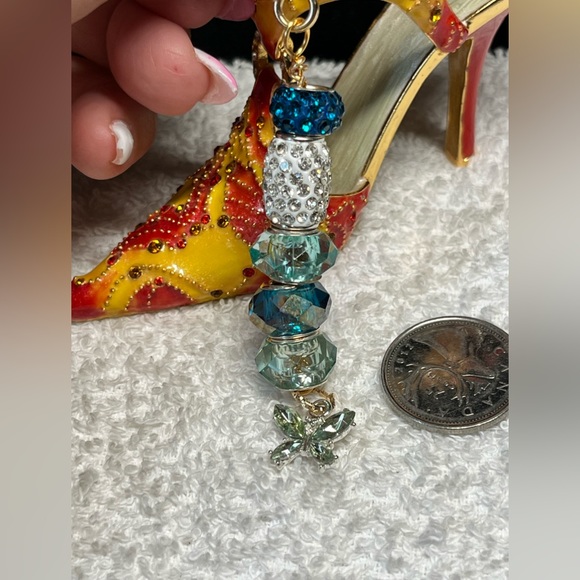 🦋Pandora like charms with green crystals and butterfly accent purse bling - Picture 6 of 11